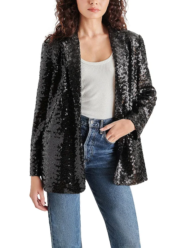 Discounts On Casual Weekend Styles Womens Sequined Notch Collar One-Button Blazer