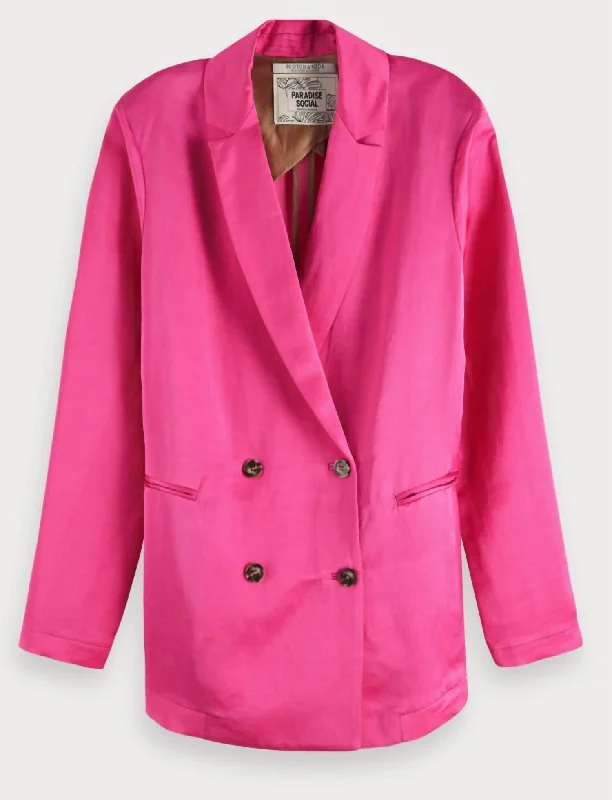 Style Versatile Women's Collection Double Breasted Blazer In Pink