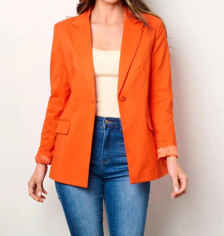 Trend Alert Long Sleeves Blazer In Orange