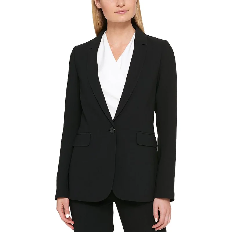 All Season Basics Discount Womens Satin Suit Separate One-Button Blazer