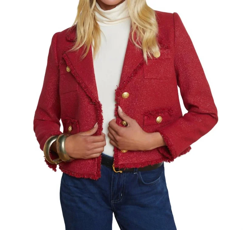 Latest Fashion Sylvia Collared Jacket In Garnet Red/ Copper