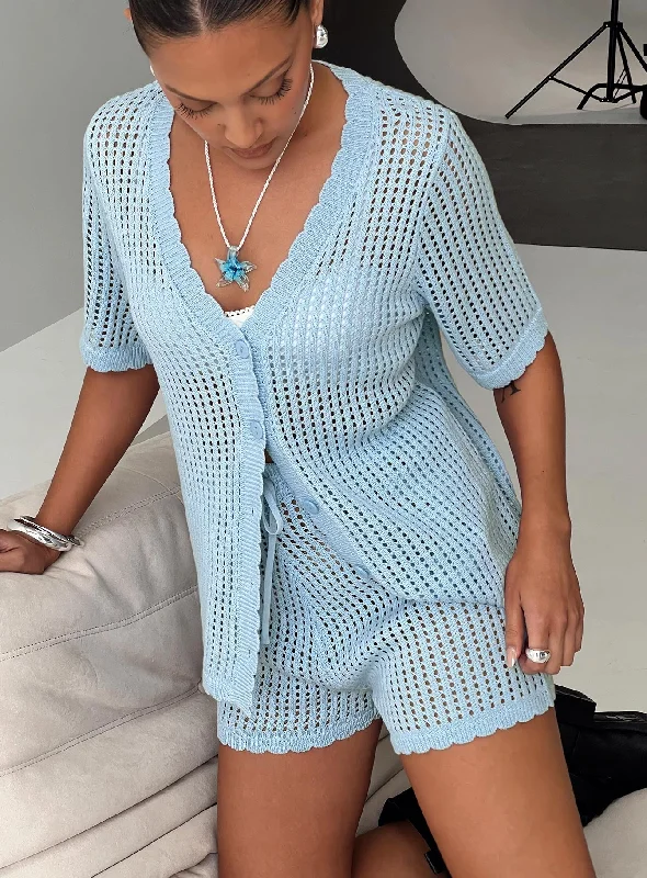 Fashion Sale Beach Day Knit Set Light Blue