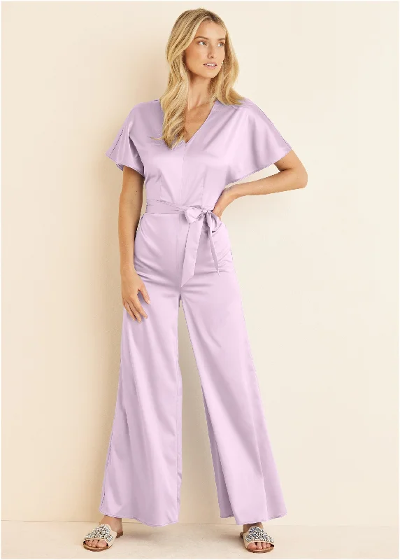 Refined Simplicity Flutter Sleeve Jumpsuit - Lilac