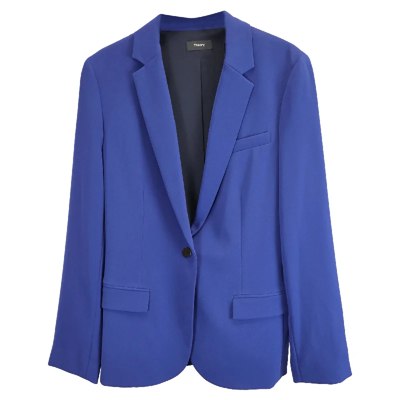 Timeless Elegance Redefined Theory Crepe Blazer in Blue Triacetate