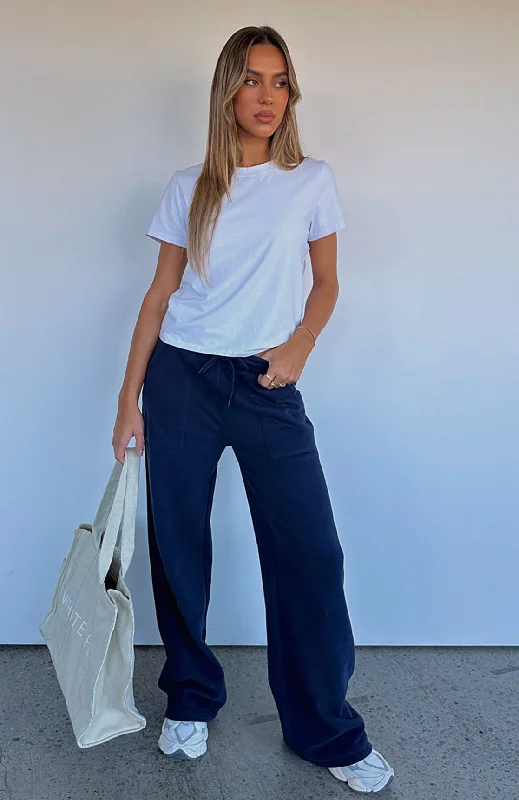 Wardrobe Upgrade You'd Love It Here Wide Leg Sweatpants Navy