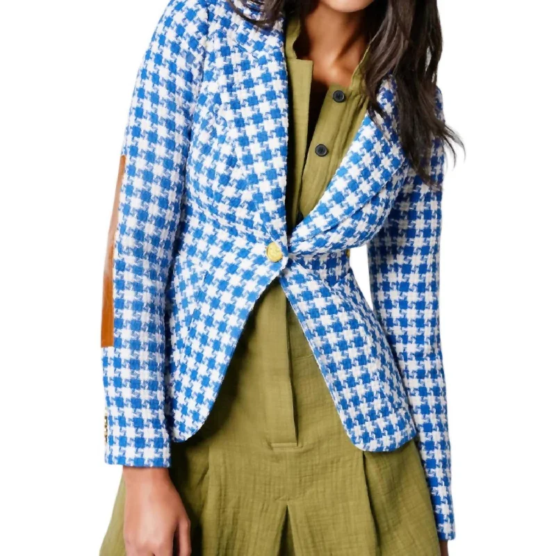 Stylish Looks Duchess Jacket In Azure Houndstooth