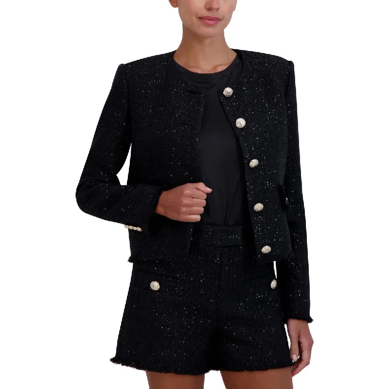 Early Access To Art Deco Styles Sale Womens Tweed Sequined Collarless Blazer