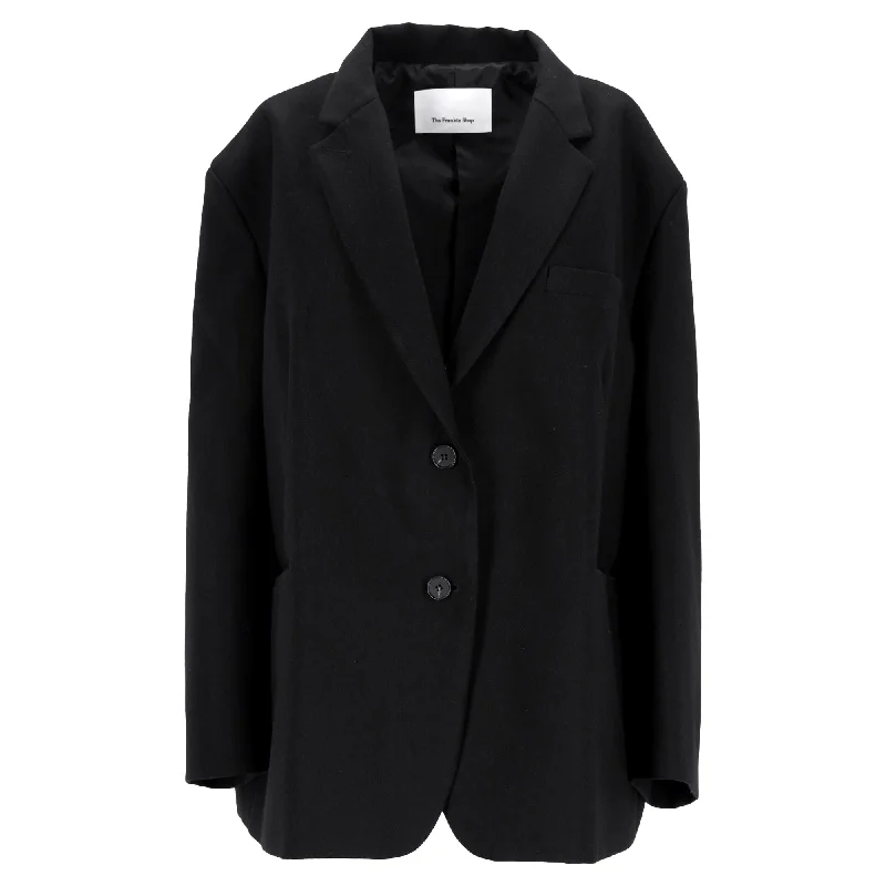 New Styles Just In The Frankie Shop Single Breasted Blazer in Black Wool