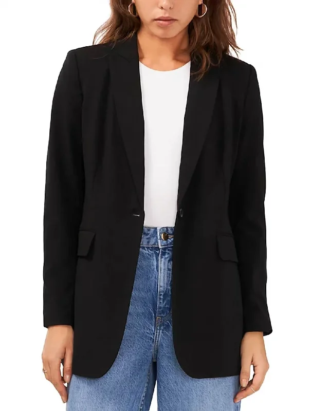 Modern Glamour Peak Lapel Blazer In Black