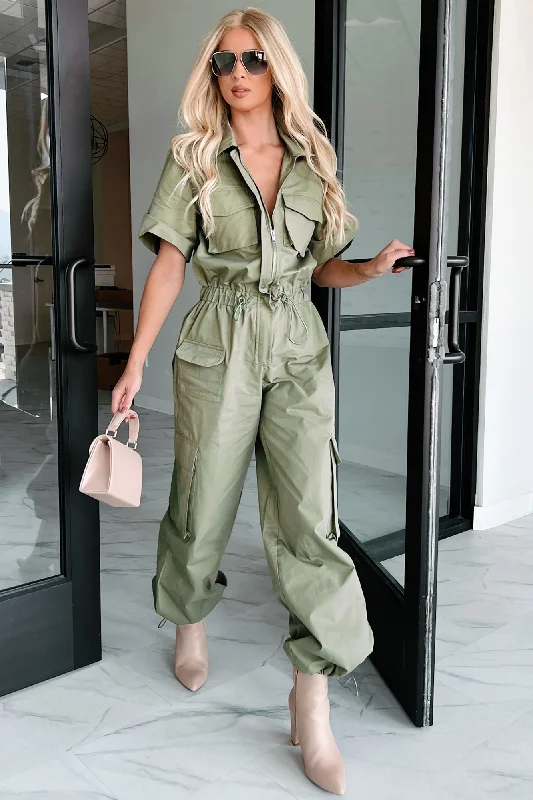 Discover Promotions Problem Free Utility Jumpsuit (Olive)