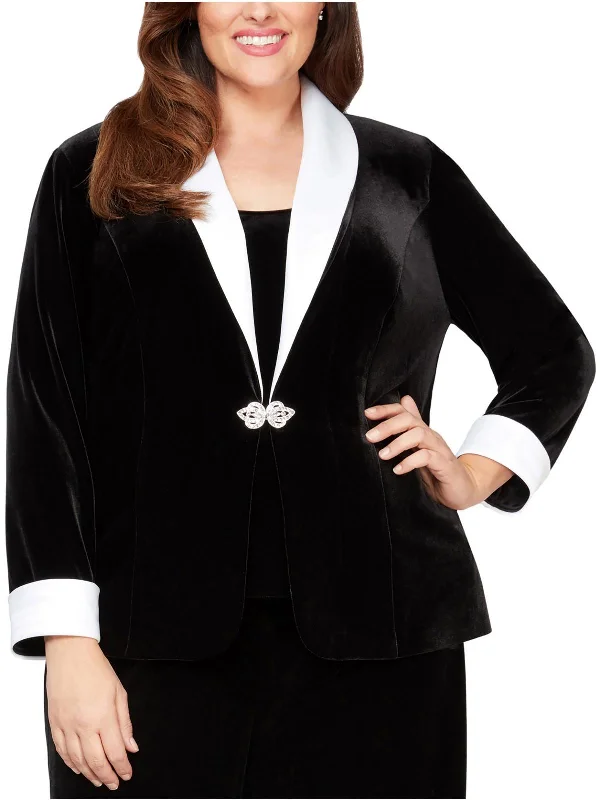 Odd Size Clearance Sale Plus Womens Velour Embellished One-Button Blazer