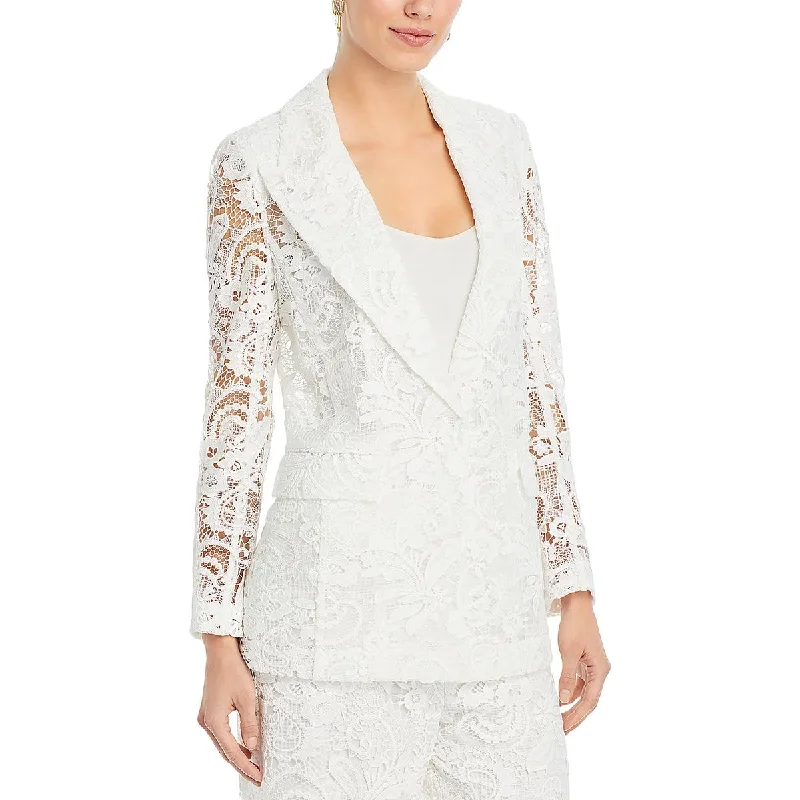 Trend Forward Women's Wear Womens Lace Long Sleeve One-Button Blazer