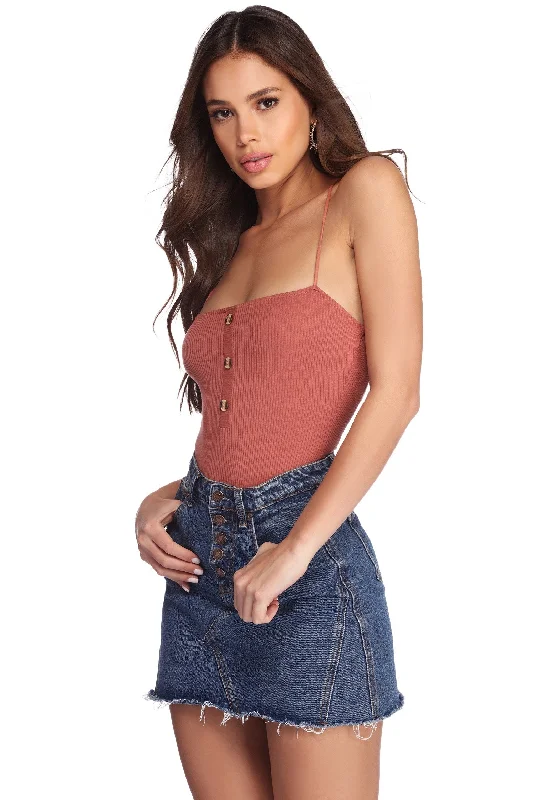 Urban Femme Streetwear Button Up Knit Bodysuit