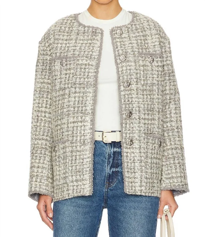 The Good Stuff Perona Coat In Grey Taupe