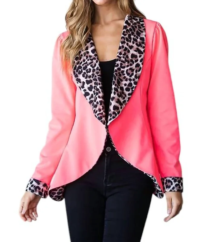 Catch Every Fashion Trend Hot Shot Blazer Jacket In Hot Pink Cheetah