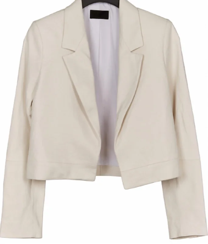 Explore What's New Wynn Crop Leather Blazer In Ivory