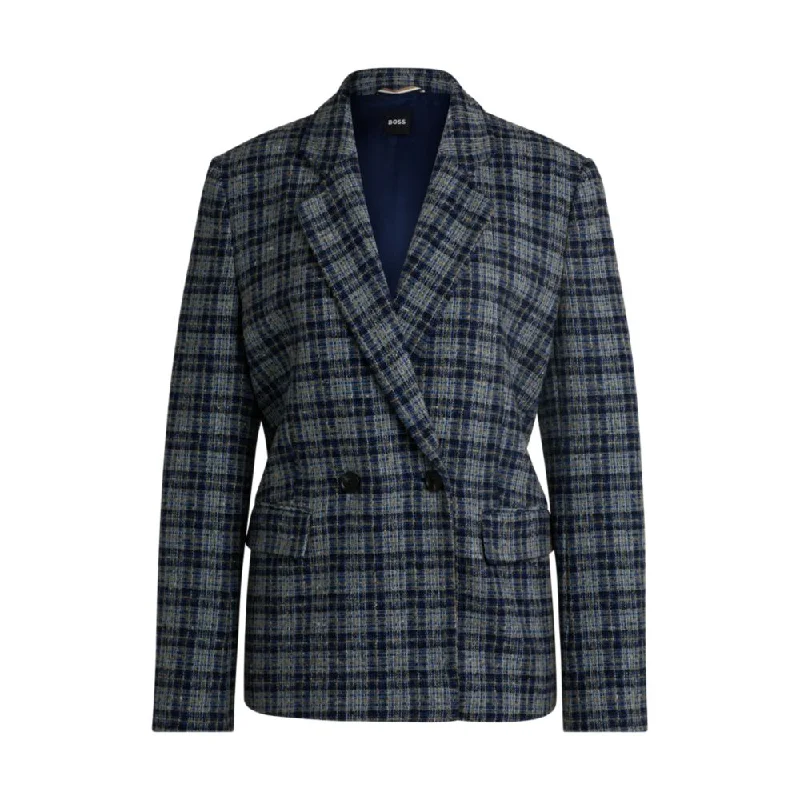 Wardrobe Upgrade Relaxed-fit double-breasted jacket in checked tweed