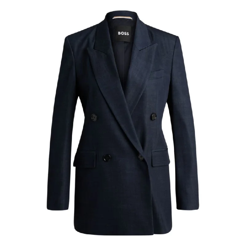 Stylish Savings Regular-fit long-length jacket in denim-effect twill