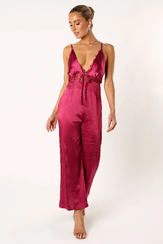 Fashionista Favorites Lilian Jumpsuit - Berry