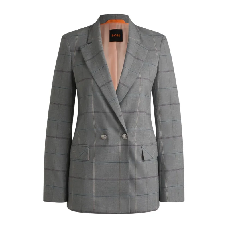 Big Savings Double-breasted jacket in checked stretch fabric