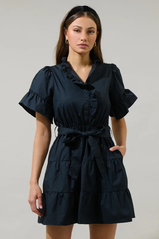 Dreamy Aesthetic Cottonwood Ruffle Button Down Mini Dress