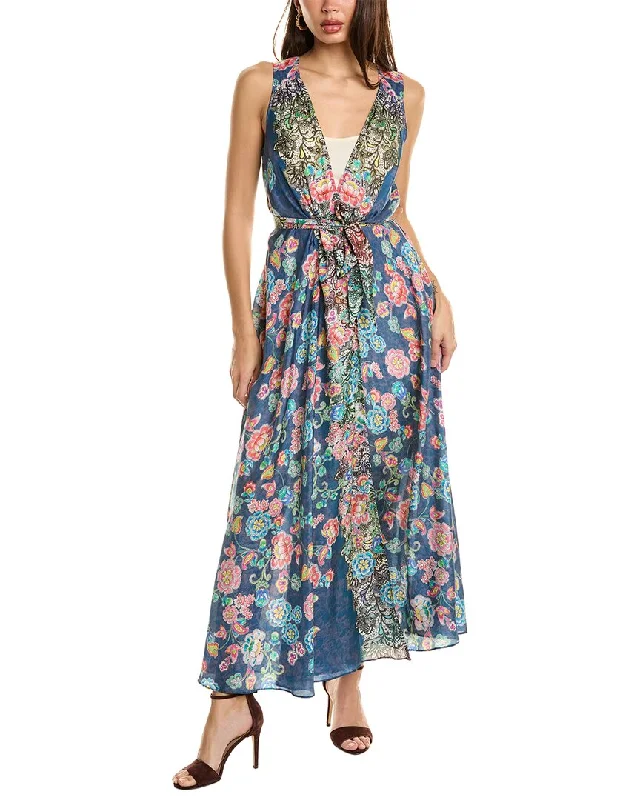 Graceful Movement Johnny Was Peppermint Adelia Silk Maxi Dress