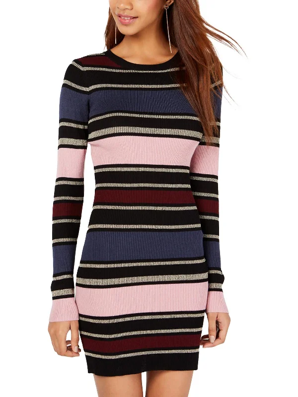 Trendy Urban Attire Juniors Womens Striped Midi Sweaterdress