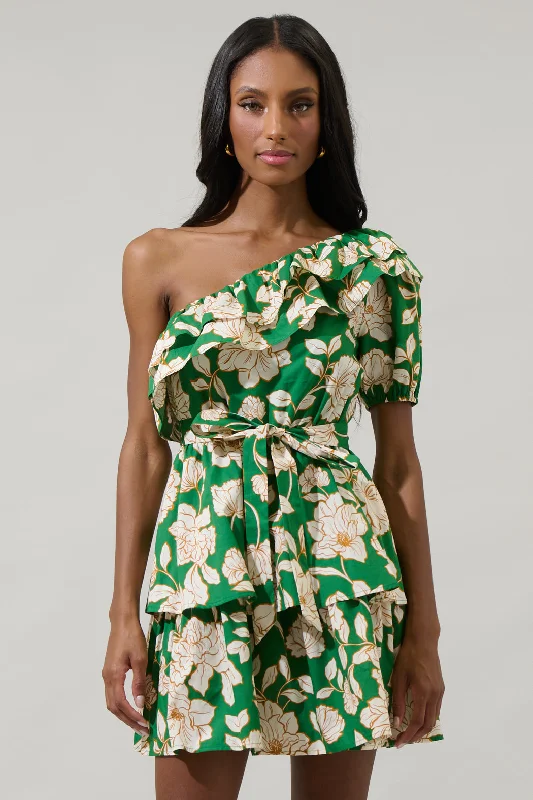 Hot Picks Lucena Floral Irene One Shoulder Mini Dress