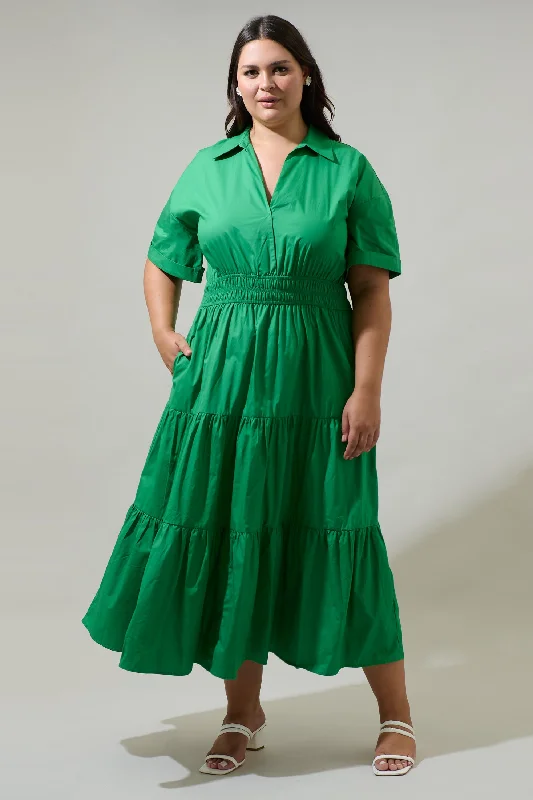 Inspired By You, Designed For You Milah Tiered Collared Maxi Dress Curve