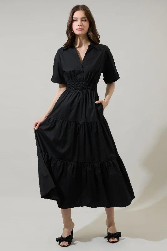 Eco Friendly Fashion Sale Milah Tiered Collared Maxi Dress