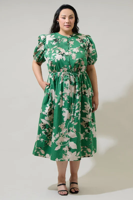 Trend Driven Wardrobe Nora Floral Terri Button Down Midi Dress Curve