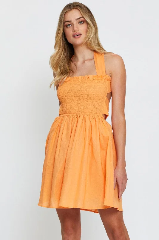 Wardrobe Upgrade Orange Mini Dress Sleeveless