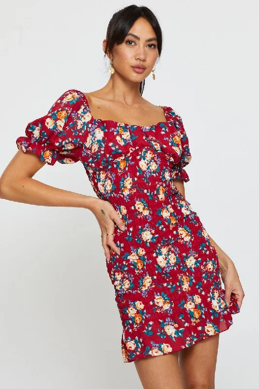 Style Redefined Print Mini Dress Short Sleeve