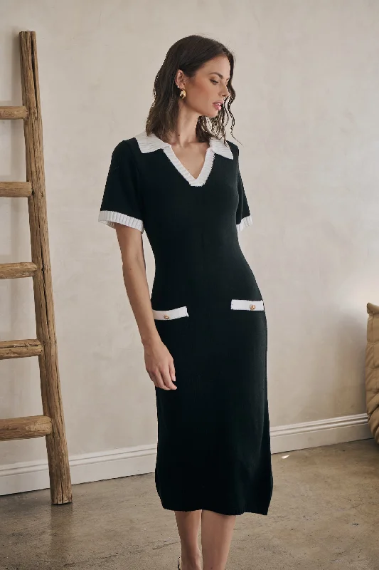 Limited Time Special Offer Rison Collared Midi Sweater Dress