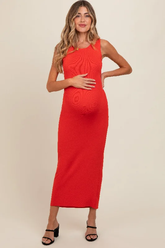 Shop Sale Items Rust Back Tie Bodycon Maternity Maxi Dress