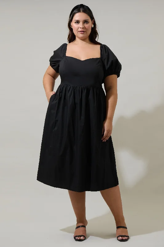 Latest Fashion Sun City Alessi Puff Sleeve Midi Dress Curve