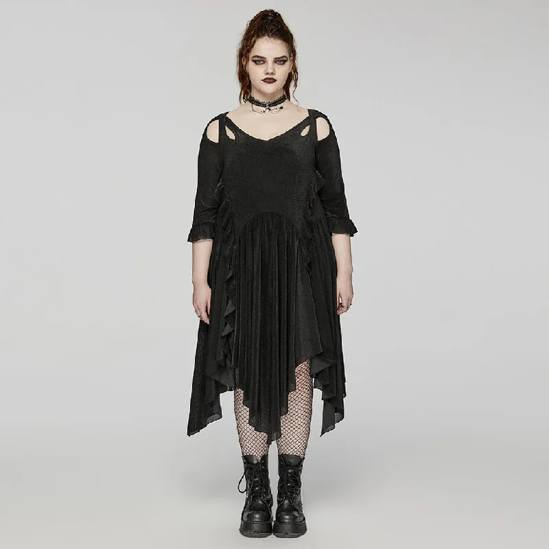 Vibrant Femme Fashion Women's Plus Size Gothic Irregular Cutout Party Dress