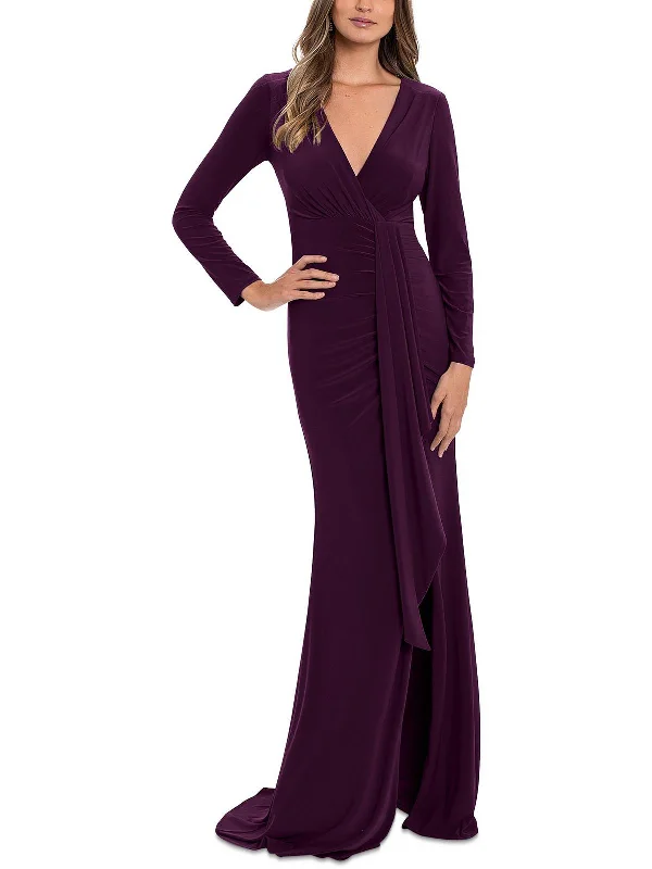 Trend Alert Womens Ruched Long Evening Dress