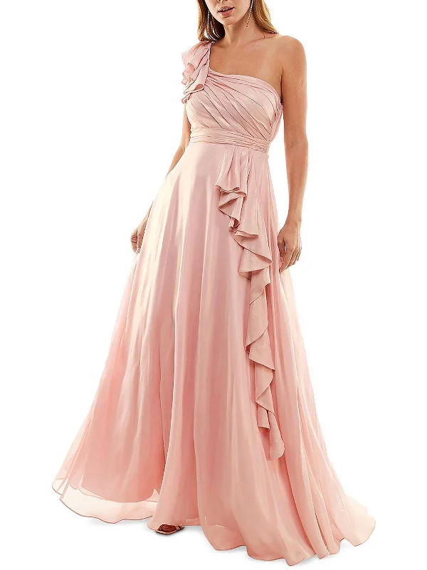 Fashion Forward, Function First Womens Shimmer One Shoulder Evening Dress