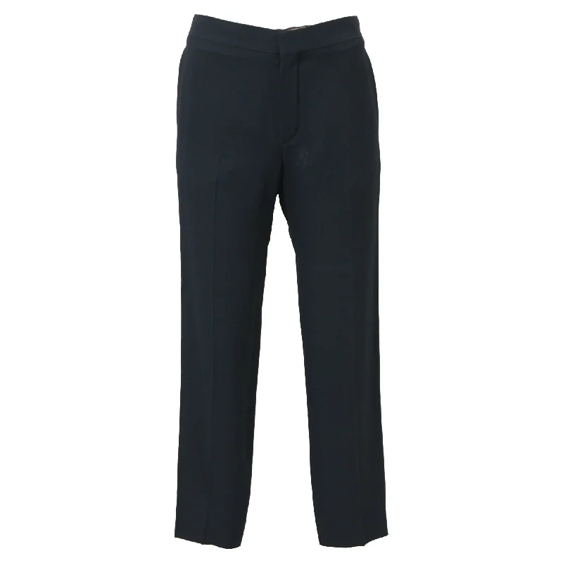 Comfortable Chic Chloé High-Waisted Wide-Leg Trousers in Black Wool