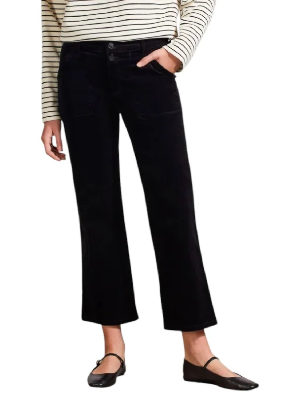 Bold Patterns Corduroy Straight Leg Pants In Black