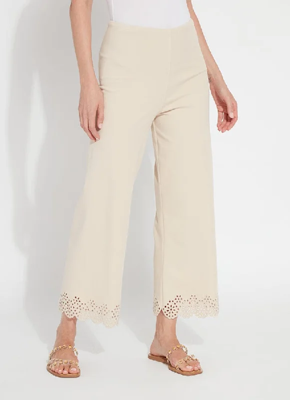 Budget Saver Cropped Embroidered Eyelet Wide Leg (26" Inseam)