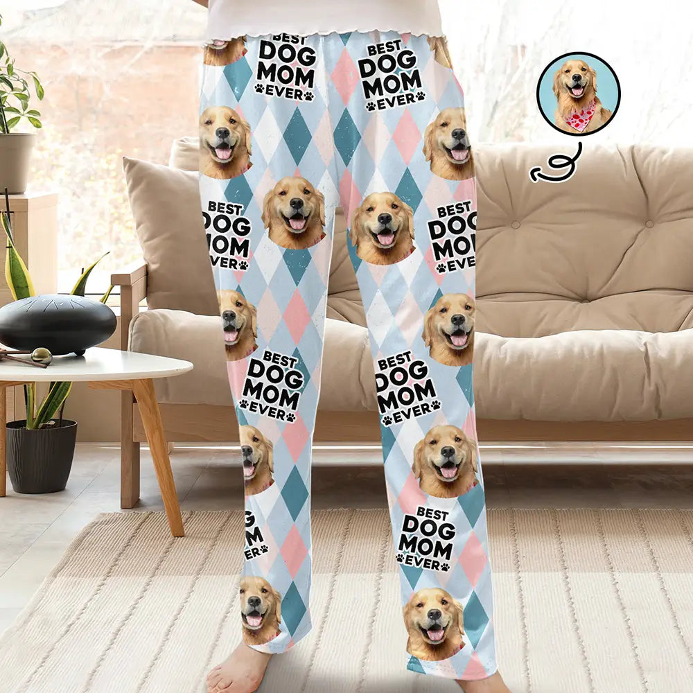 Trendy New Clothes Custom Photo Best Dog Mom Cat Mom Ever - Personalized Pajama Pants