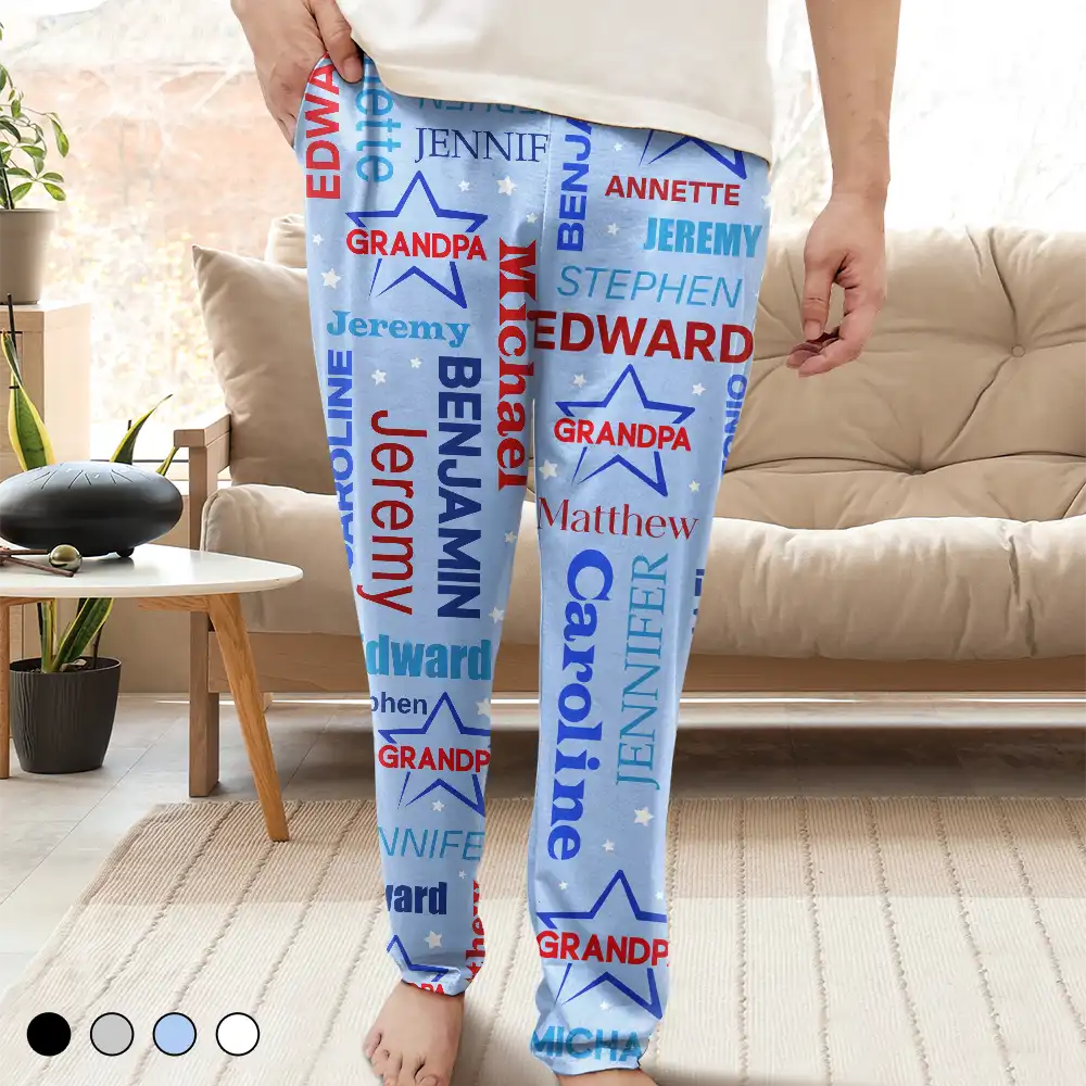 Limited Stock, Big Discounts Grandpa Custom Grandkid Names - Personalized Pajama Pants