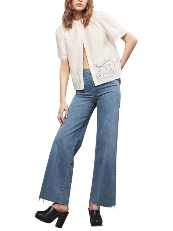 Pastel Styles Le Slim Palazzo With Raw Fray Jeans - In Clearwater