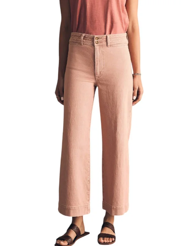 Seasonal Trend Natural Dye Denim Harbor Crop Jeans In Clay Pink Wash