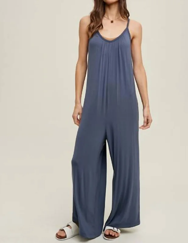 Sophisticated Outfits Wide Leg Jumpsuit In Blue